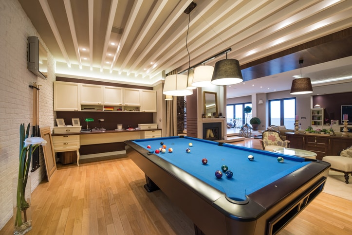 pool table near living room