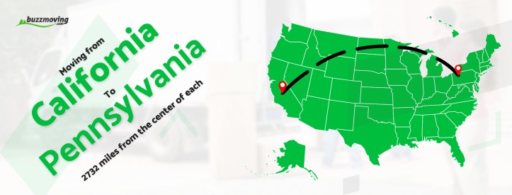 map moving from california to pennsylvaniya