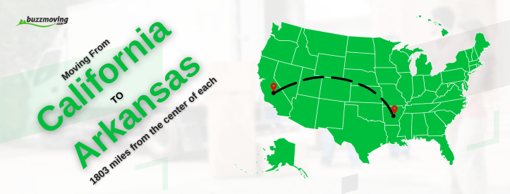 map moving from california to  arkansas