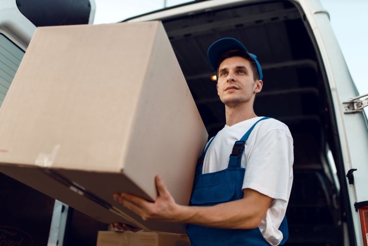 loader holding box delivery service utc